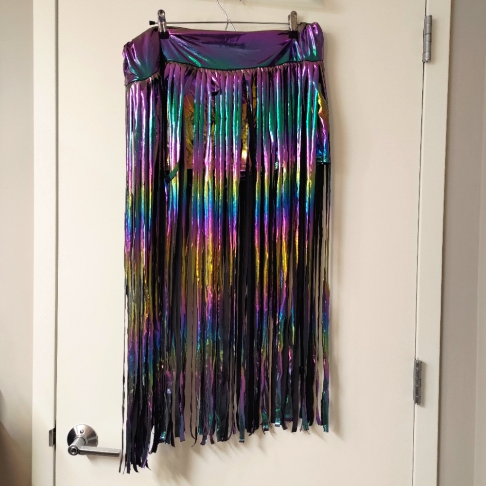 Shein Holographic Fringe Skirt sz 3x